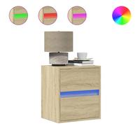 Wall-Mounted Bedside Cabinet with LED Lights Side Table Engineered Wood vidaXL