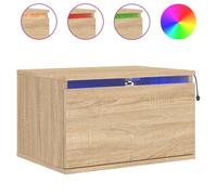Wall-mounted Bedside Cabinet with LED Lights Side Table Engineered Wood vidaXL