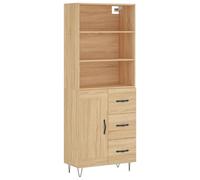 Highboard Sonoma Oak 69.5x34x180cm Engineered Wood 3 Drawers Modern Hairpin Legs