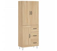 Highboard storage cabinet Sonoma Oak tall 69.5x34x180cm engineered wood & glass