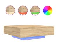 (sonoma oak, 100 x 100 x 31 cm) vidaXL Coffee Table with LED Lights Hallway Tea Side End Table Sofa Table