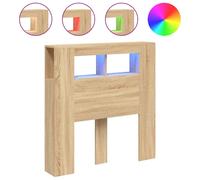 vidaXL RGB LED Headboard - Modern Design Bed Header in Sonoma Oak Finish - Made of Durable Engineered Wood - Ideal for Reading or Watching TV in Bed