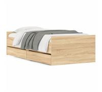 (sonoma oak, 100 x 200 cm) vidaXL Bed Frame with Drawers Storage Bed Base Bedstead Smoked Oak 90x200 cm
