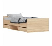 (sonoma oak, 100 x 200 cm) vidaXL Bed Frame with Headboard and Footboard Mattress Foundation Concrete