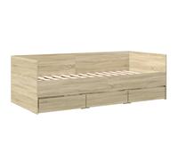 (sonoma oak, 100 x 200 cm) vidaXL Daybed with Drawers Sofa Bed Grey Sonoma 100x200 cm Engineered Wood