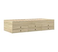 (sonoma oak, 100 x 200 cm) vidaXL Daybed with Drawers Sofa Bed Guest Bed Black 100x200 cm Engineered Wood