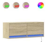 vidaXL TV Wall Cabinet with LED Lights Sonoma Oak 100x31x35 cm