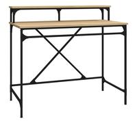 (sonoma oak, 100x50x90 cm) vidaXL Desk Computer Table Office Work Desk Black Engineered Wood and Iron