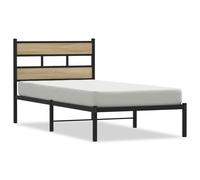 vidaXL Metal Bed Frame without Mattress Sonoma Oak 107x203 cm