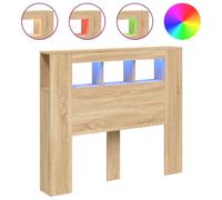(sonoma oak, 120 x 103.5 cm) vidaXL LED Headboard Bed Header Bedroom Storage Bed Headboard Engineered Wood