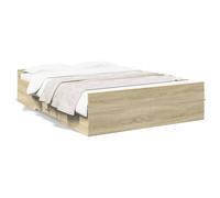 vidaXL Bed Frame With Drawers Without Mattress Sonoma Oak 120X200 cm, Brown