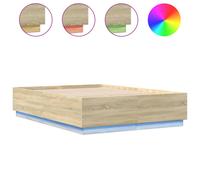 (sonoma oak, 120 x 200 cm) vidaXL Bed Frame with LED Lights Bed Base Mattress Foundation Engineered Wood