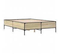 (sonoma oak, 135 x 190 cm) vidaXL Bed Frame Home Bed Base Mattress Foundation Engineered Wood and Metal