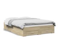 (sonoma oak, 135 x 190 cm) vidaXL Bed Frame with Drawers Bed Base Grey Sonoma 140x200 cm Engineered Wood