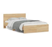 (sonoma oak, 135 x 190 cm) vidaXL Bed Frame with Headboard Bedroom Bed Base Mattress Foundation Bedstead