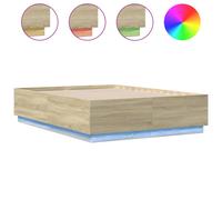 (sonoma oak, 135 x 190 cm) vidaXL Bed Frame with LED Lights Bed Base Mattress Foundation Engineered Wood