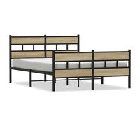 (sonoma oak, 135 x 190 cm) vidaXL Metal Bed Frame without Mattress Bed Base Bedstead Entertainment Centre