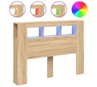 (sonoma oak, 140 x 103.5 cm) vidaXL LED Headboard Bed Header Bedroom Storage Bed Headboard Engineered Wood