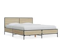 (sonoma oak, 140 x 190 cm) vidaXL Bed Frame Home Bed Base Smoked Oak 140x190 cm Engineered Wood and Metal