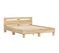 (sonoma oak, 140 x 190 cm) vidaXL Bed Frame with Headboard Bed Base Mattress Foundation Engineered Wood
