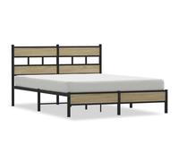 (sonoma oak, 140 x 190 cm/ with headboard & low footboard) vidaXL Metal Bed Frame without Mattress Bed Base Bedstead Entertainment Centre