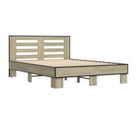 (sonoma oak, 140 x 200 cm) vidaXL Bed Frame Home Bed Base Sonoma Oak 90x200 cm Engineered Wood and Metal