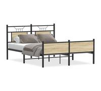 (sonoma oak, 140 x 200 cm) vidaXL Bed Frame without Mattress Smoked Oak 90x190 cm Single Engineered Wood