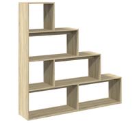 (sonoma oak, 143.5 x 29 x 143.5 cm) vidaXL Room Divider Bookcase Bookshelf 4-Tier Shelf Book Rack Engineered Wood