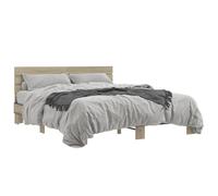 (sonoma oak, 150 x 200 cm) vidaXL Bed Frame Mattress Foundation Home Bed Base Engineered Wood and Metal
