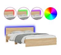 (sonoma oak, 150 x 200 cm) vidaXL Bed Frame with Headboard and LED Bed Base Mattress Foundation Bedstead