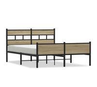 (sonoma oak, 150 x 200 cm/ with headboard & high footboard) vidaXL Metal Bed Frame without Mattress Bed Base Bedstead Entertainment Centre