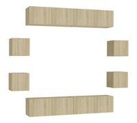 vidaXL 8 Piece TV Cabinet Set Sonoma Oak Engineered Wood - Brown, Brown