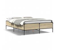 (sonoma oak, 160 x 200 cm/ 44 cm) vidaXL Bed Frame Home Bed Base Mattress Foundation Engineered Wood and Metal