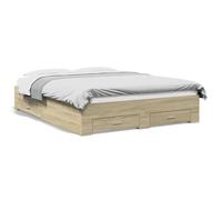 vidaXL Bed Frame with Drawers without Mattress Sonoma Oak 160x200 cm, Brown