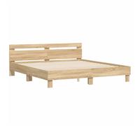 (sonoma oak, 160 x 200 cm) vidaXL Bed Frame with Headboard Bed Base Mattress Foundation Engineered Wood