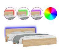 (sonoma oak, 180 x 200 cm) vidaXL Bed Frame with Headboard and LED Bed Base Mattress Foundation Bedstead