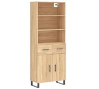 (sonoma oak, 2 doors 2 drawers) vidaXL Highboard Sideboard Storage Cabinet High Gloss White Engineered Wood
