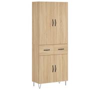 Highboard Sonoma Oak 69.5x34x180 cm Engineered Wood & Glass Storage Cabinet Slim