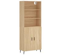 (sonoma oak, 2 doors) vidaXL Highboard Sideboard Storage Cabinet High Gloss White Engineered Wood