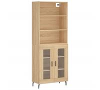 vidaXL 2 Glass Door 3 Shelf Sonoma Oak Highboard - Size: 180 x 69.5 x 34cm - Brown - Wilko