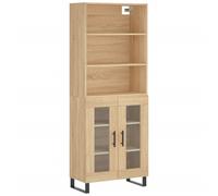 (sonoma oak, 2 glass doors) vidaXL Highboard Sideboard Storage Cabinet High Gloss White Engineered Wood