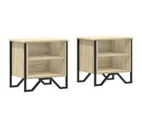 (sonoma oak, 2 pcs) vidaXL Bedside Cabinet Nightstand Bed Side Table Smoked Oak Engineered Wood