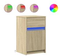 (sonoma oak, 2 pcs) vidaXL Bedside Cabinet with LED Lights Nightstand Engineered Wood