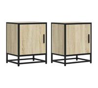 (sonoma oak, 2 pcs) vidaXL Bedside Cabinets 2 pcs Black 40x31x50 cm Engineered Wood and Metal