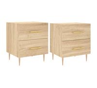(sonoma oak, 2 pcs) vidaXL Bedside Cabinets Bedside Table Nightstand 2 pcs White Engineered Wood