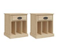 Engineered Wood Bedside Cabinet, Sonoma Oak, 43x36x50 cm, 2 pcs, Elegant Design