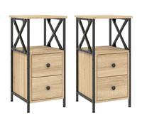 Bedside Cabinets Side Table Nightstand Bedside Table Engineered Wood vidaXL