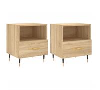 (sonoma oak, 2 pcs) vidaXL Bedside Cabinets Side Table Nightstand 2 pcs Sonoma Oak Engineered Wood