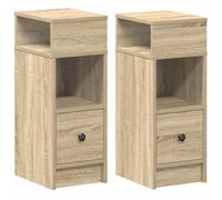 vidaXL Bedside Cabinets 2 pcs with Drawer Sonoma Oak 25x31x66 cm