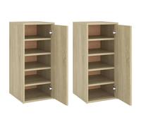 vidaXL Shoe Cabinets 2 pcs Sonoma Oak 32x35x70 cm Engineered Wood